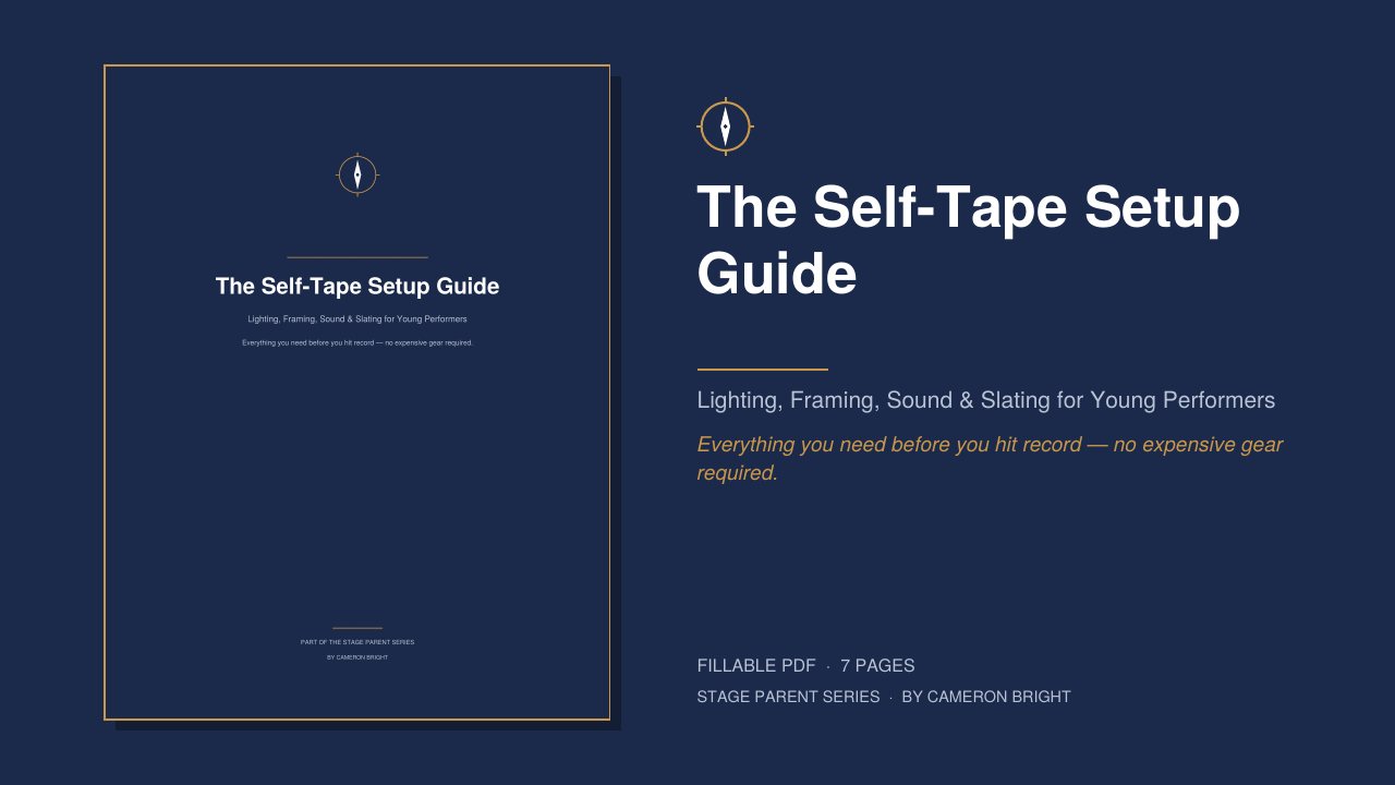 Cover of The Self-Tape Setup Guide: lighting, framing, sound and slating for young performers